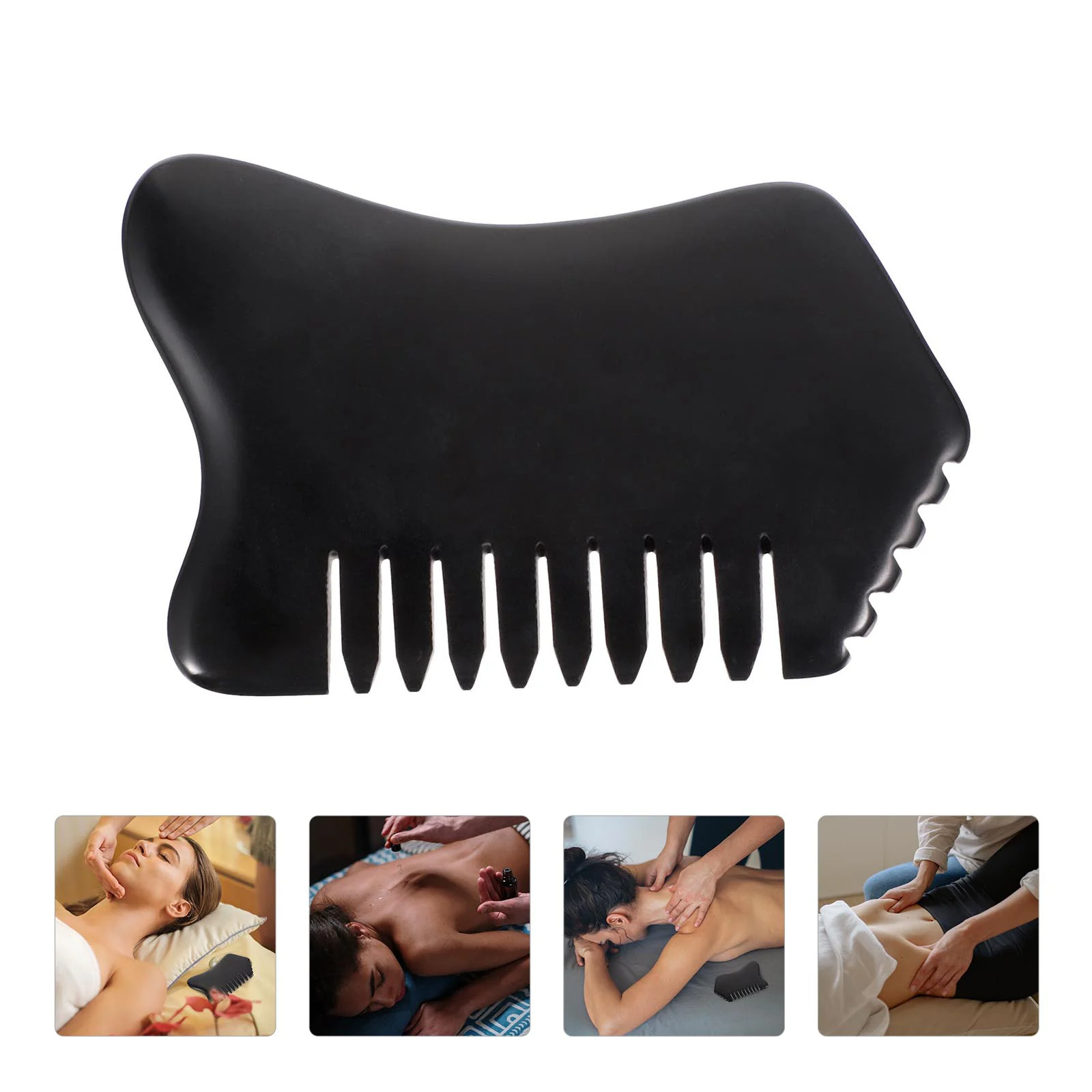 

Massage Tools Scraping Comb Hair Scalp Massager Body Guasha Stone Practical Board Black for