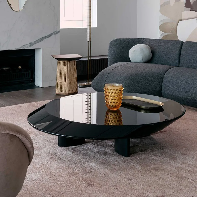 

Italian minimalist coffee table piano lacquer living room creative coffee table oval edge table