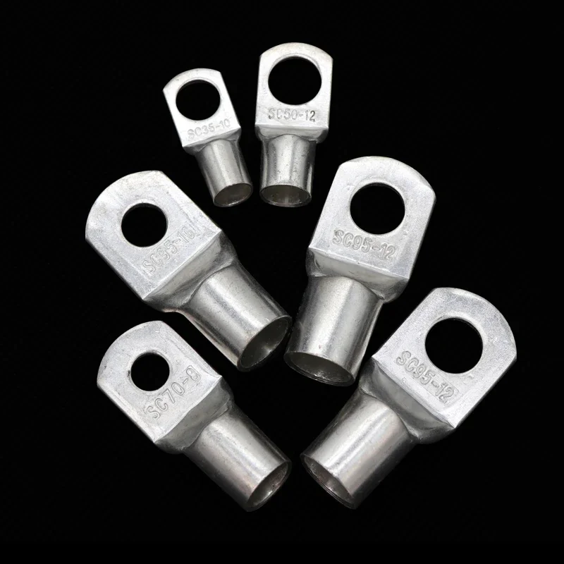 5/10/25/50PCS SC Type Wire Nose Terminal SC6~SC95 Copper Battery Block Lugs Hole ID 6 8 10 12mm Crimp Terminal Cable Connector