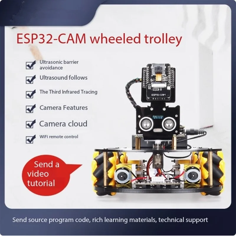 

ESP-32 Ultrasonic Obstacle Avoidance STEAM Education Car Kit DIY Intelligent Programming Kit