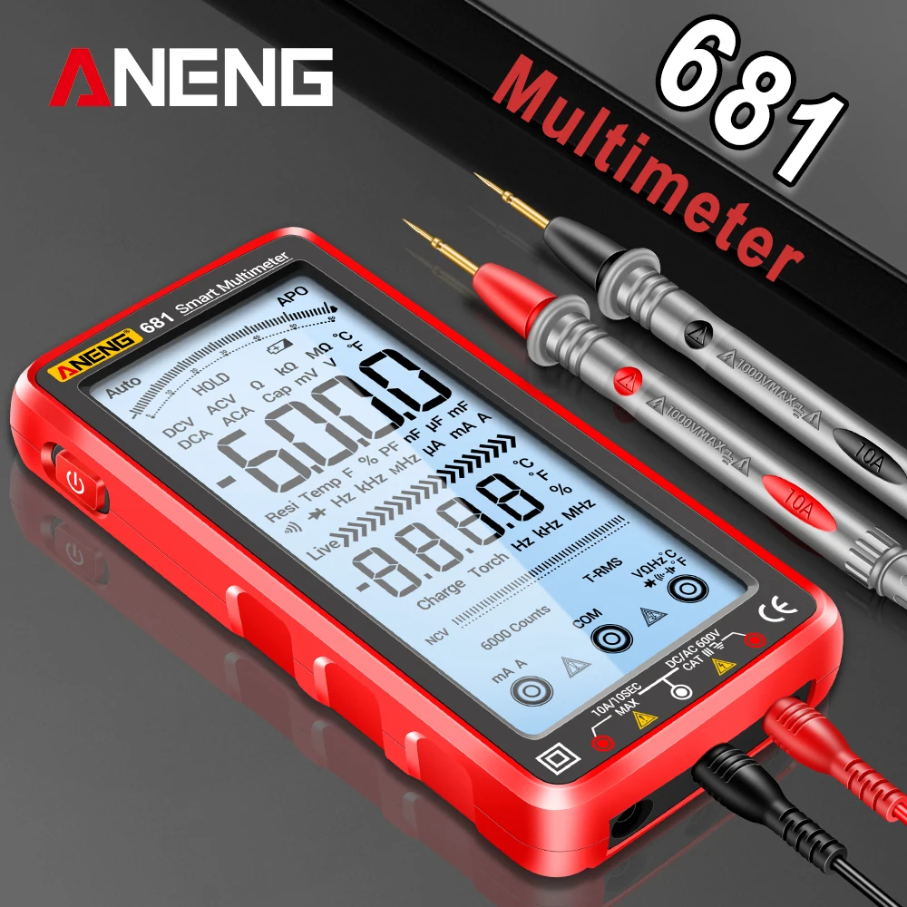 ANENG 681 Rechargable Digital Professional Multimeter Non-contact Voltage Tester AC/DC Voltage Meter LCD Screen Current Tester