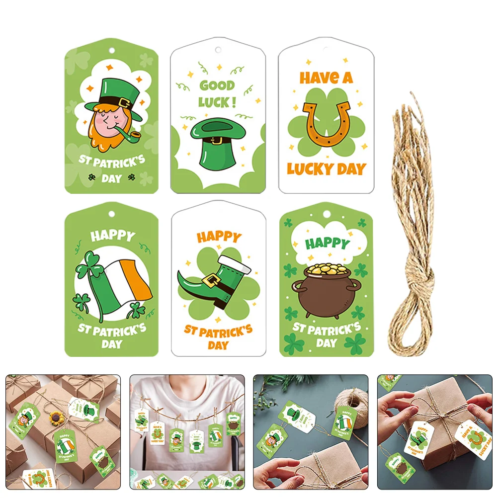 

12pcs St Patrick'S Day Hanging Labels Green Shamrock Tags For St Patrick'S Day Party Favors Paper Labels For Irish Holiday Pre