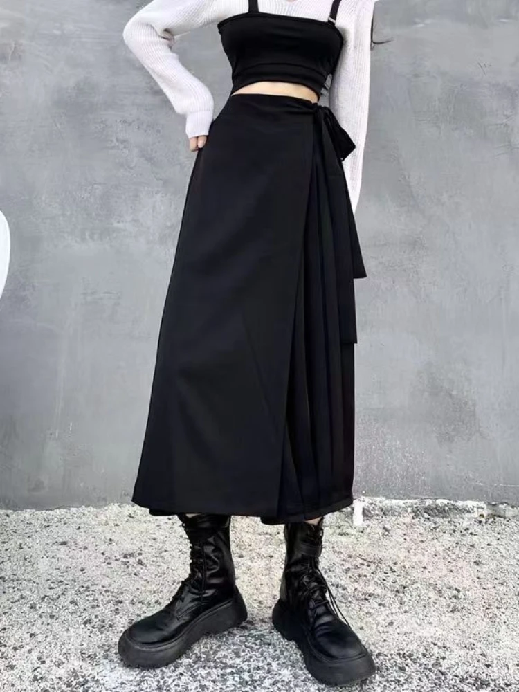 Casual Hosen Frauen Solide Entwickelt Gefälschte Zwei Stücke Frühling Herbst Japanischen Harajuku Streetwear Unregelmäßigen Alle-spiel Jogger Frauen