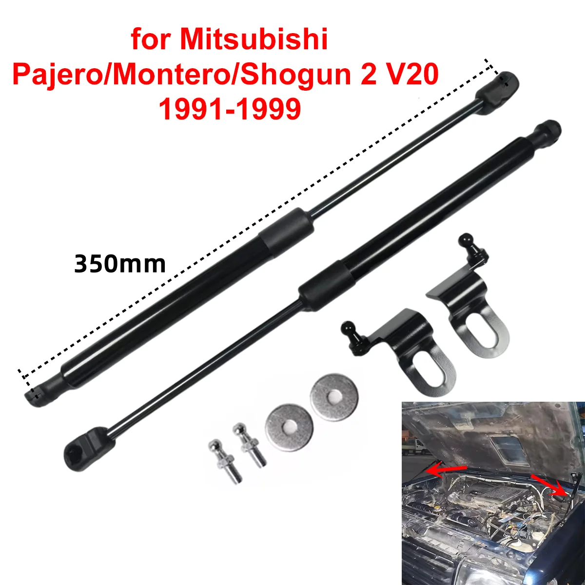 2Pcs for Mitsubishi Pajero 2 Montero Shogun V20 NH NJ NL 1991-1999 Car Front Engine Bonnet Hood Gas Struts Lift Support Rods