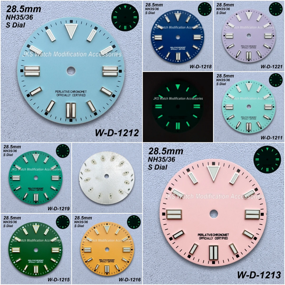 

28.5mm S Logo Pink Matte Dial Fit NH35/NH36/4R/7S Automatic Movement Green Luminous High-Quality Watch Modification Accessories