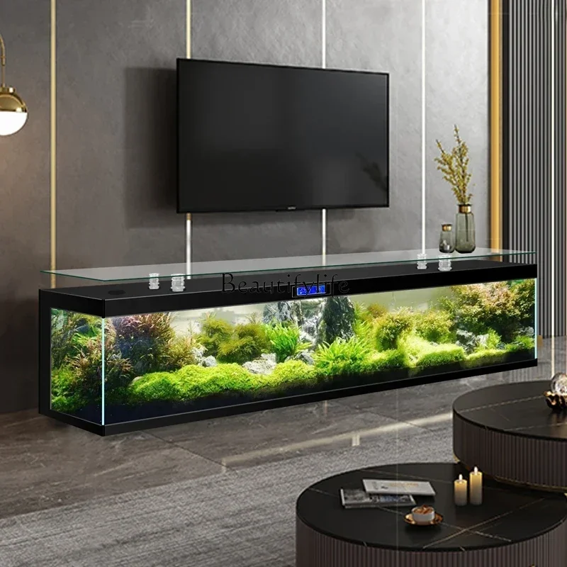 

44TV cabinet, fish tank, living room, household floor-to-ceiling aquarium glass, coffee table, fully automatic