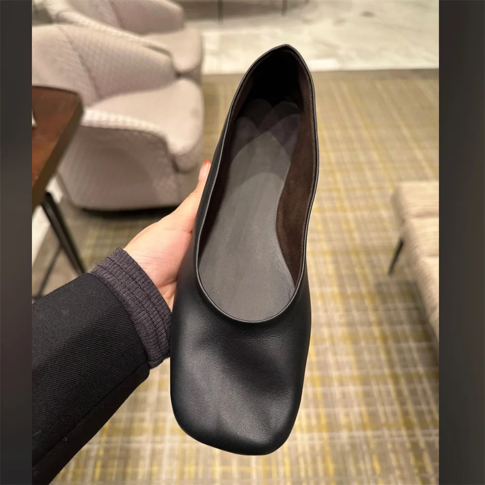 FEDONAS Fashion Classic Soft Genuine Leather Flats Shoes Elegant Basic Square Toe Flats Platforms Spring Summer Office Shoes image 4