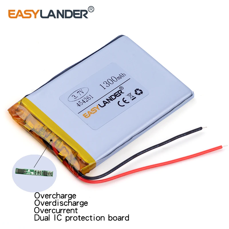 454261 3.7V 1300mAh Rechargeable Lithium Li-ion Li Polymer Battery For MP4 C430 navigator logger E-book GPS speaker mobile power