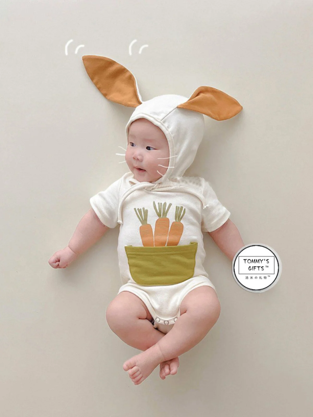 Korean version of cute rabbit hoodie spring/summer cotton baby baby 100 day full moon photo shoot одежда для фотосессии