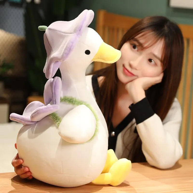 Jouet en peluche de canard kawaii, fleur de beurre de canard, animal en peluche, meilleur cadeau, simulation drôle, 30cm