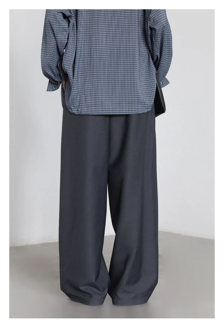 CHIC VEN Frauen Hosen Solide Lose Beiläufige Breite Bein Hose Kordelzug Gefaltete Weibliche Anzug Hosen Büro Damen Frühling Herbst 2025 – Detail 10