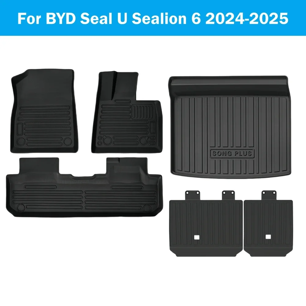 Car Floor Mats For BYD Sealion 6 Seal U Song Plus DM-i EV 2024 2025 Trunk Mat Backrest Cushion Non-slip Foot Pad Cargo Liner