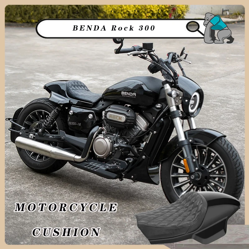 For BENDA Rock 300 BD300 Custom PU Leather 2-Up Front Rear Motorcycle Seats Backrests Driver Passenger Cushions for Accessories