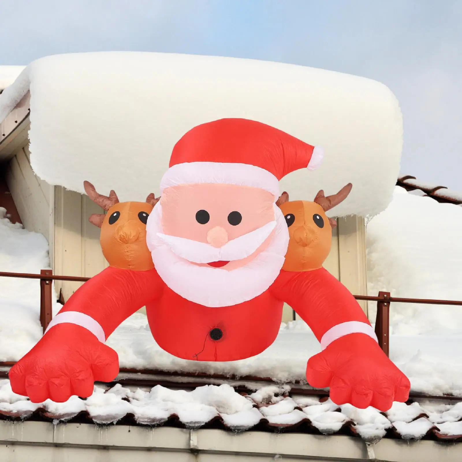 

Christmas Inflatable Santa Decorations Photo Props Large with Reindeer Head Ornament for Patio Festival Party Courtyard