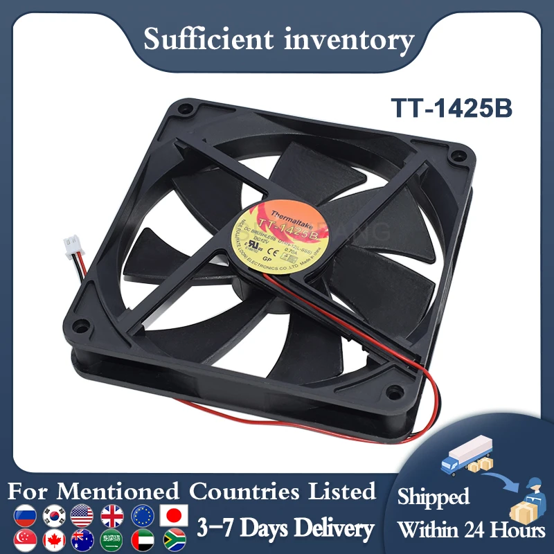 TT-1425B-ventilador de refrigeración silencioso de doble bola, D14H-12 (l-sss) DC 12 V 0.7A 140x140x25 MM, nuevo y auténtico