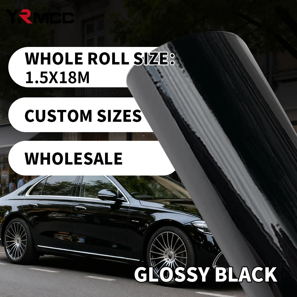 Shiny Black Exterior Car Stickers Vinyl 100cmx300cm Car Wrapping Vinyl for Motorcycle Waterproof Paint Body Covering Accessories