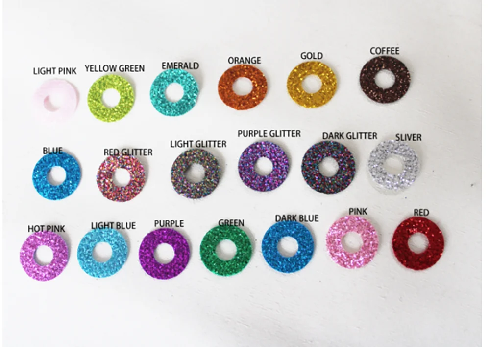 100pcs/lot 8mm to 60mm  glitter fabric for  toy eyes findings-N19