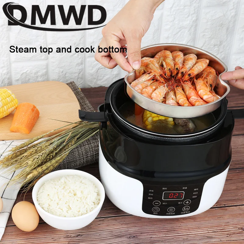 Car Rice Cooker 12V 24V 220V Car Home Dual Use Portable Soup Pot Multicooker Porridge Cooking Machine Truck Food Steamer Heater