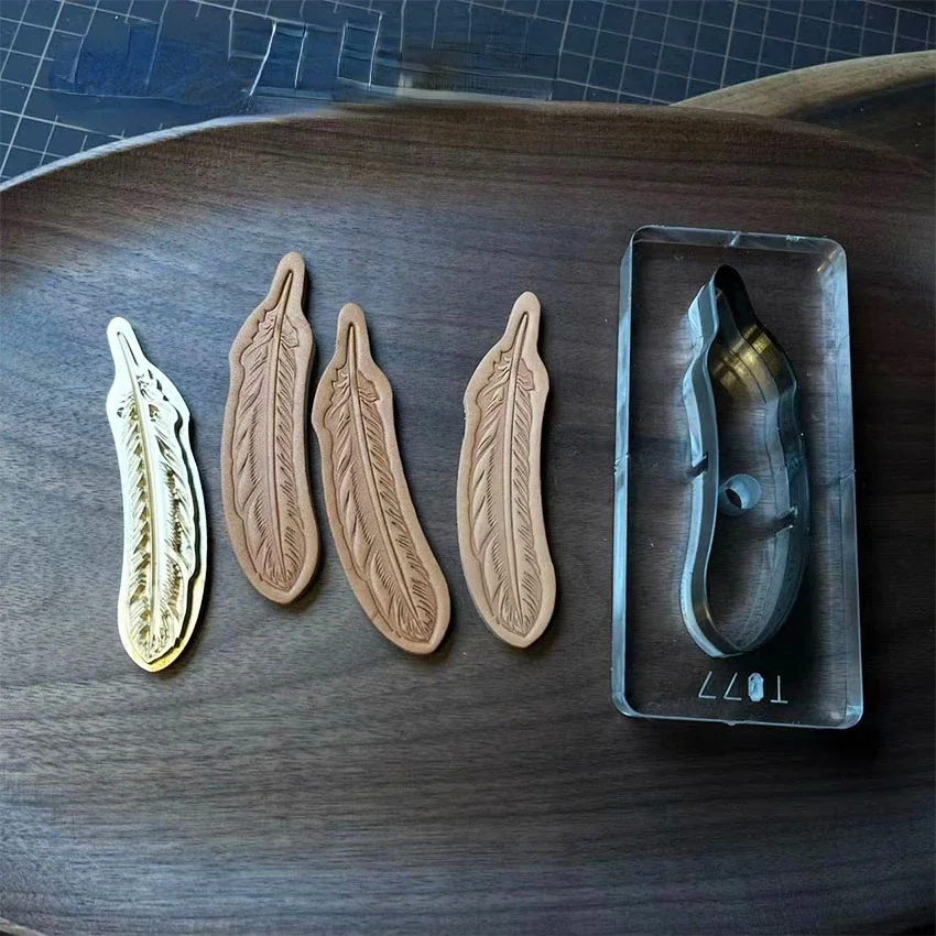 Feather Shape Brass Stamp Cutting Die Set Hot Foil Embossing Stamps DIY Leathercraft Cutter Leather Fabric Cutter Heat Stamp