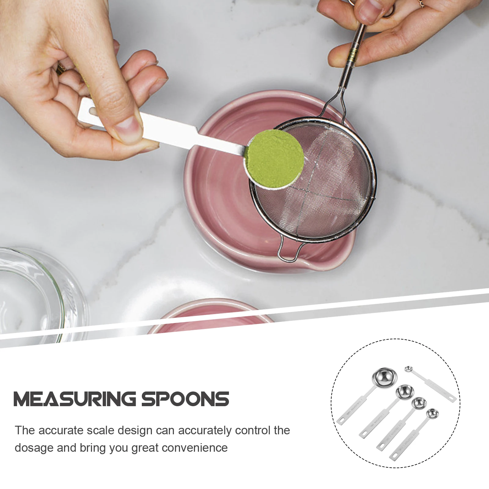 

5pcs Spoon Set Stainless Steel Graduated Tablespoon Measuring Spoon Set Teaspoon Metric Cups Kitchen Coffee Shop Tools