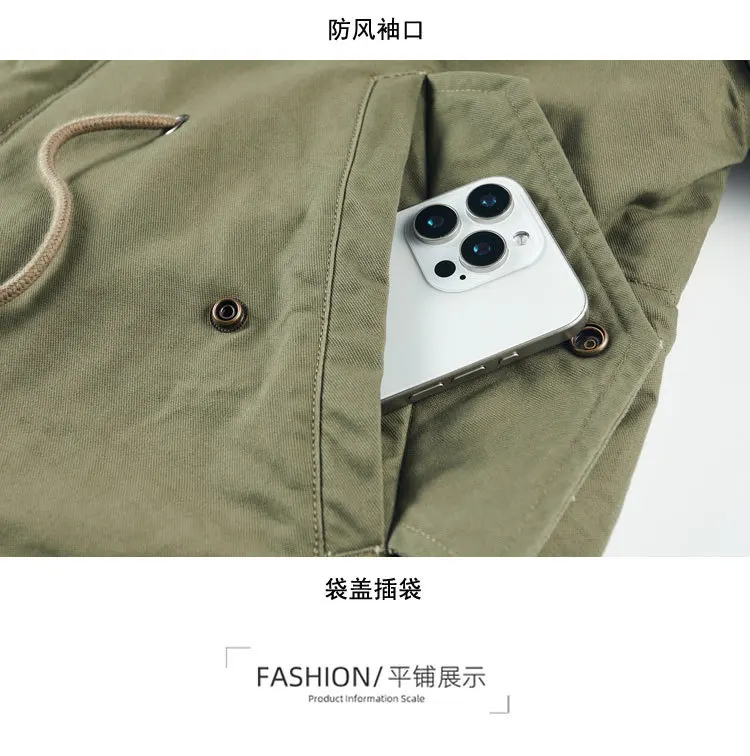 Neue Winter-Herrenjacken mit Kapuze und Pelzkragen, Warme Lange Fleece-Jacken, Hochwertige Outdoor-Freizeitjacken für Männer – Detail 8
