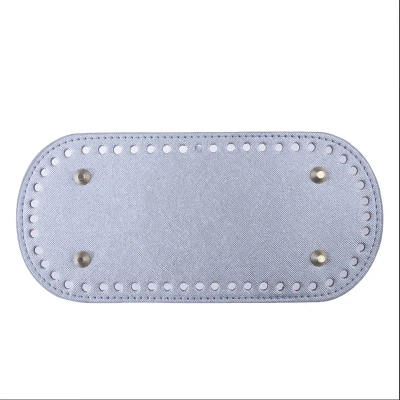 Base de cuero PU de 22x10cm para bolsos de punto, base hecha a mano con agujeros, accesorios para la base de bolsos de ganchillo DIY.