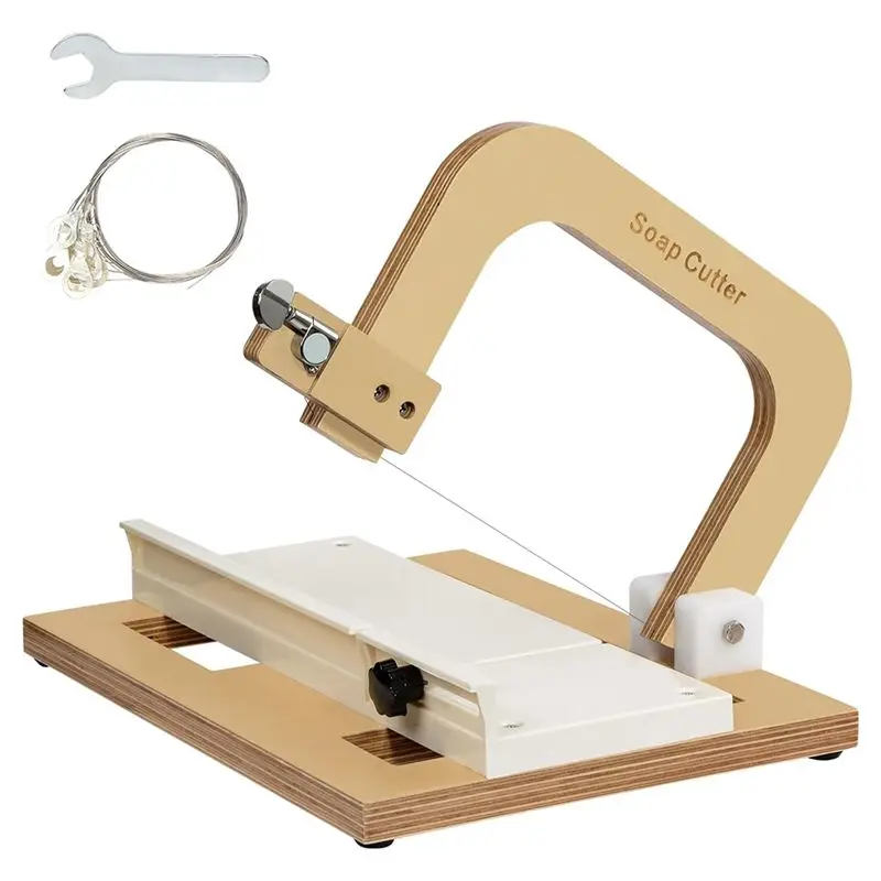 

AEE4-Wooden Soap Cutter, Wire Soap Cutters Adjustable Stainless Steel Cutting Tool For Handmade Soap Loaf Candles Cheese