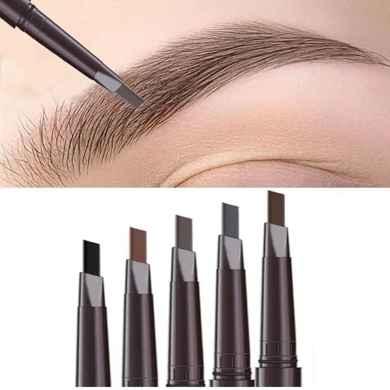 Lápis de Sobrancelha Marrom Natural à Prova d'Água com Ponta Triangular Ultrafina e Creme para Sobrancelhas Precisas com Escova, de Longa Duração, Não Borra, Maquiagem Rotativa
