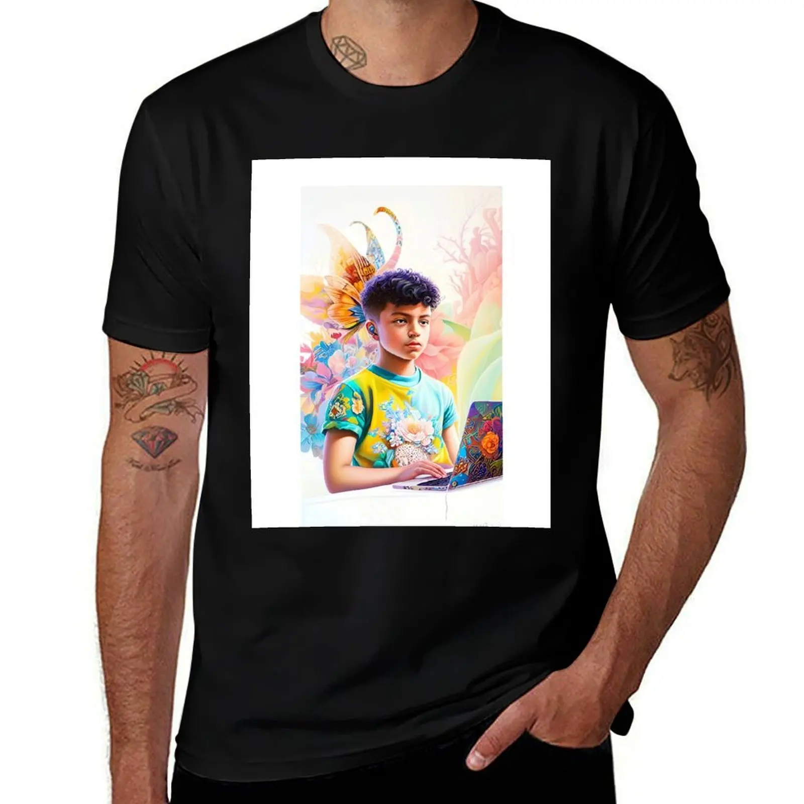 Curly Haired Boy T-Shirt Casual Loose Daily Wear T-Shirt
