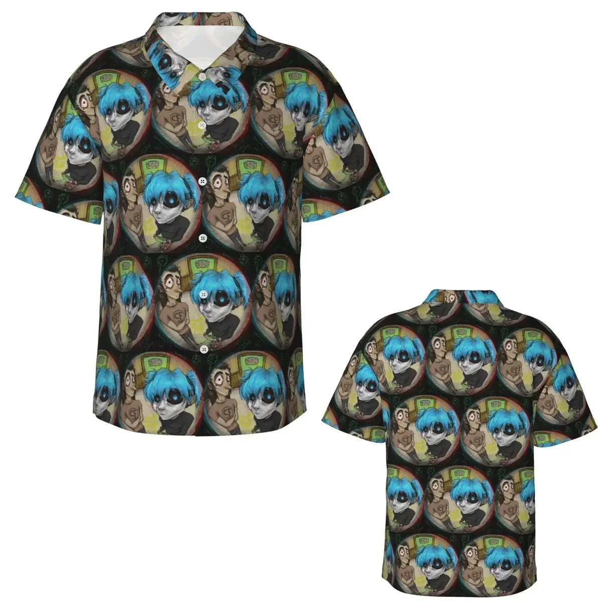 Game Sally Face Terror Adventure Hawaiian Shirts Fashion Men Short Sleeve Shirt for Summer Beach Men's Lapel Tops