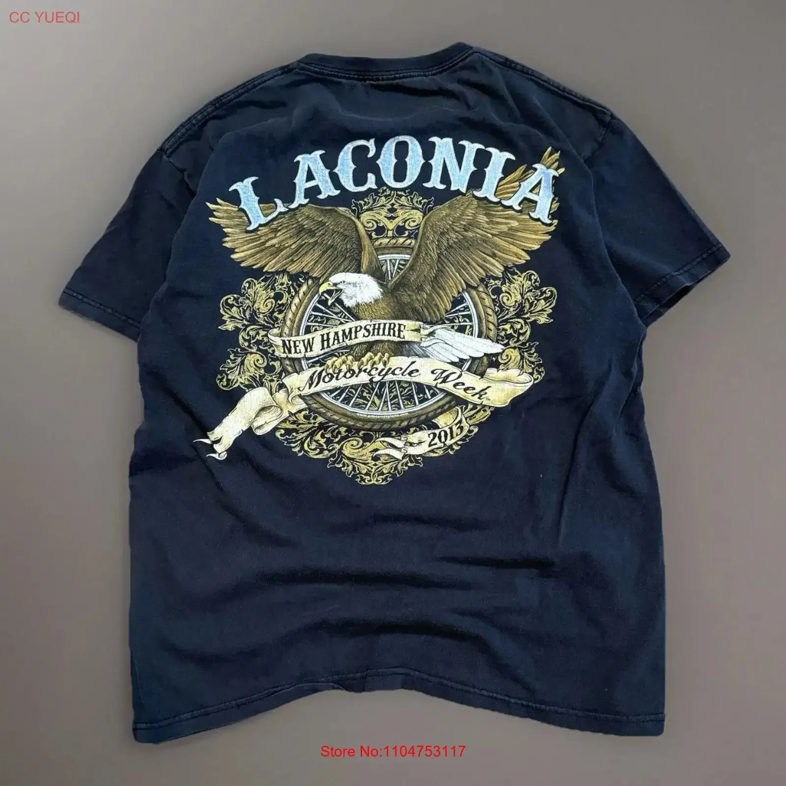 Мужская футболка в стиле Y2K Laconia Biker Week, размер L, с эффектом выцветания, винтажная, в стиле мотоциклетной экипировки, Нью-Гэмпшир, модная, дышащая, слегка состаренная, для мужчин