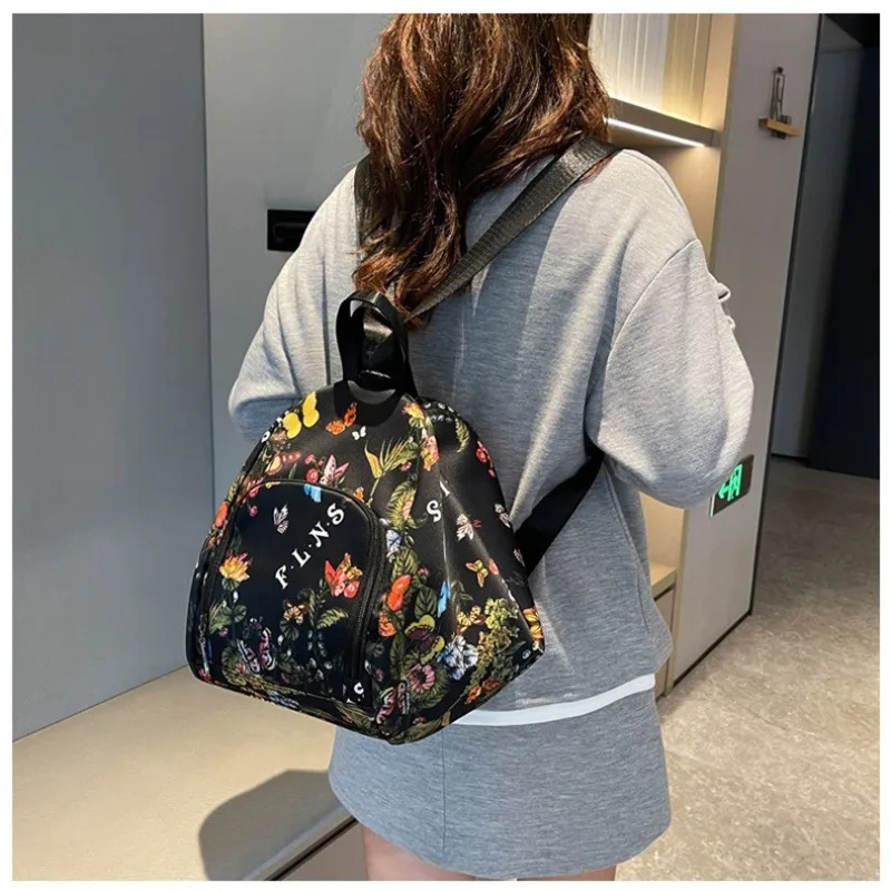 

Large capacity lightweight waterproof backpack women fashion butterfly print shoulder bag fresh floral handbag