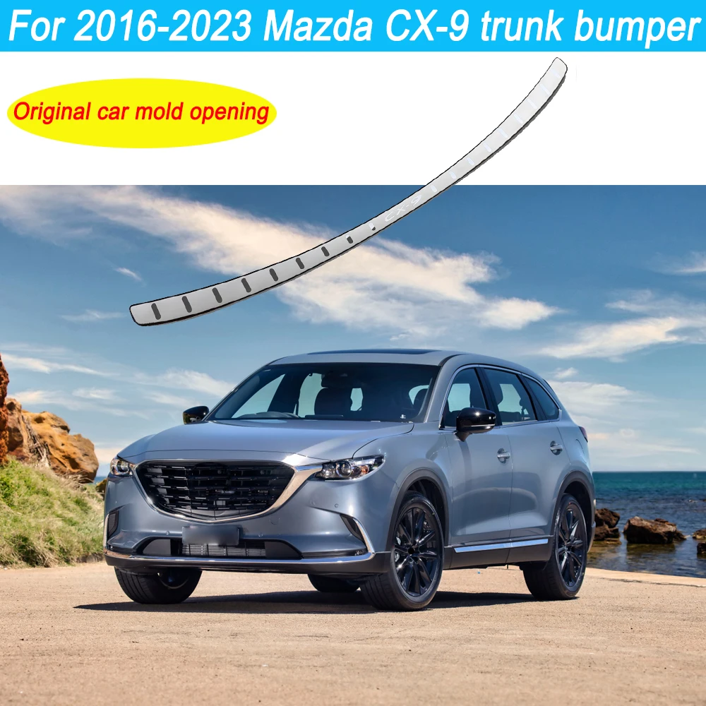 For Mazda CX-9 CX9 CX 9 2016-2022 2023 Trunk Trim Rear Bumper Protector Car Accessories Stainless Steel Door Sill Scuff Plate