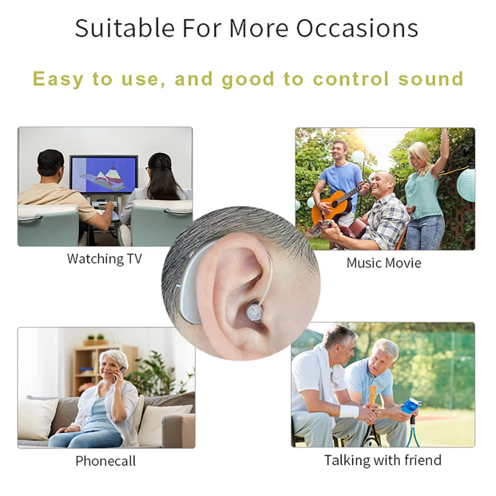 Invisible Hearing Audifonos With Charging Case 400 Hours Charge Hearing Aid USB Hearing Sound Amplifiers BTE Hearing Devices