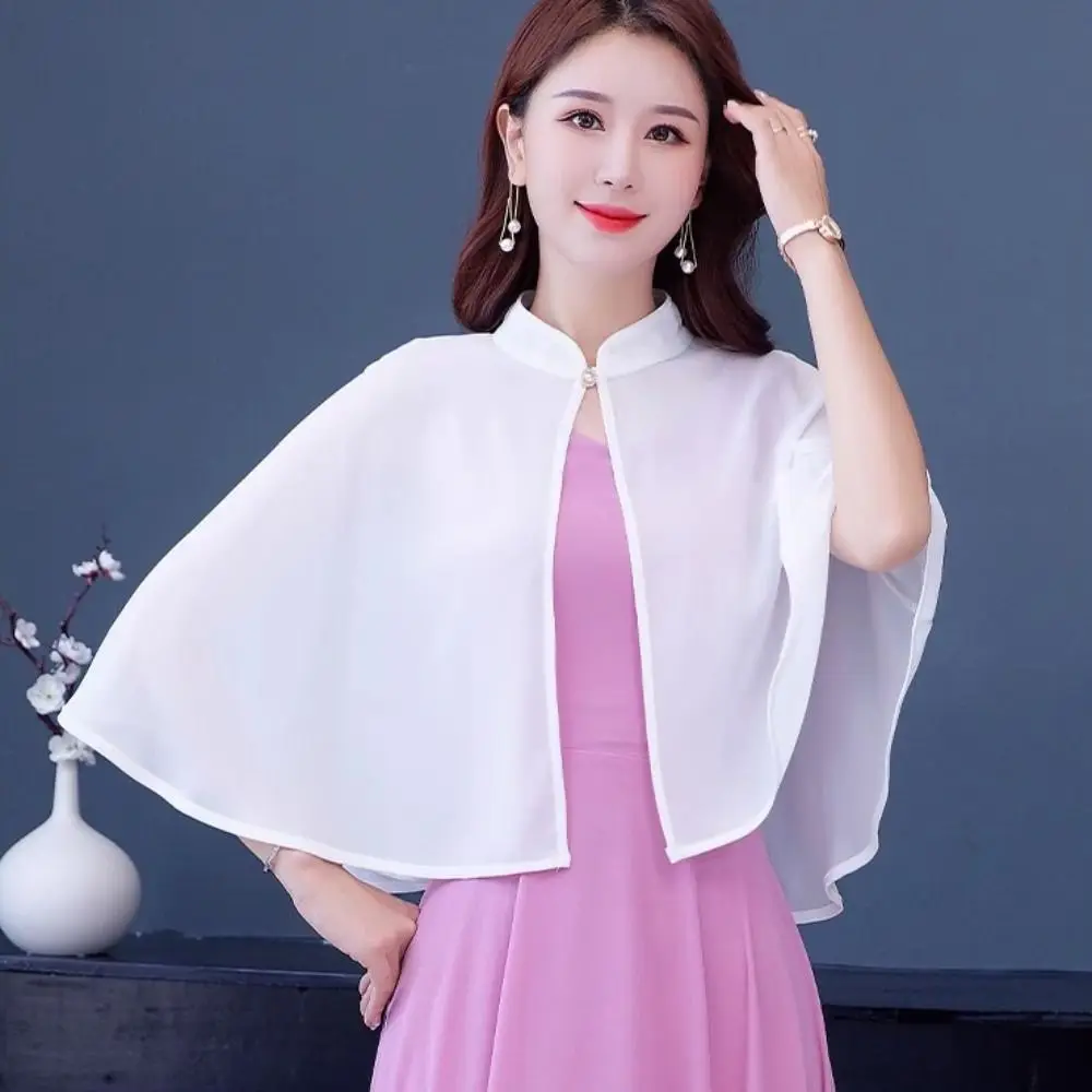 Sun Protection Clothing Multicolor Chiffon Shawl Breathable Short Bridal Cape Loose Short Capelet Women