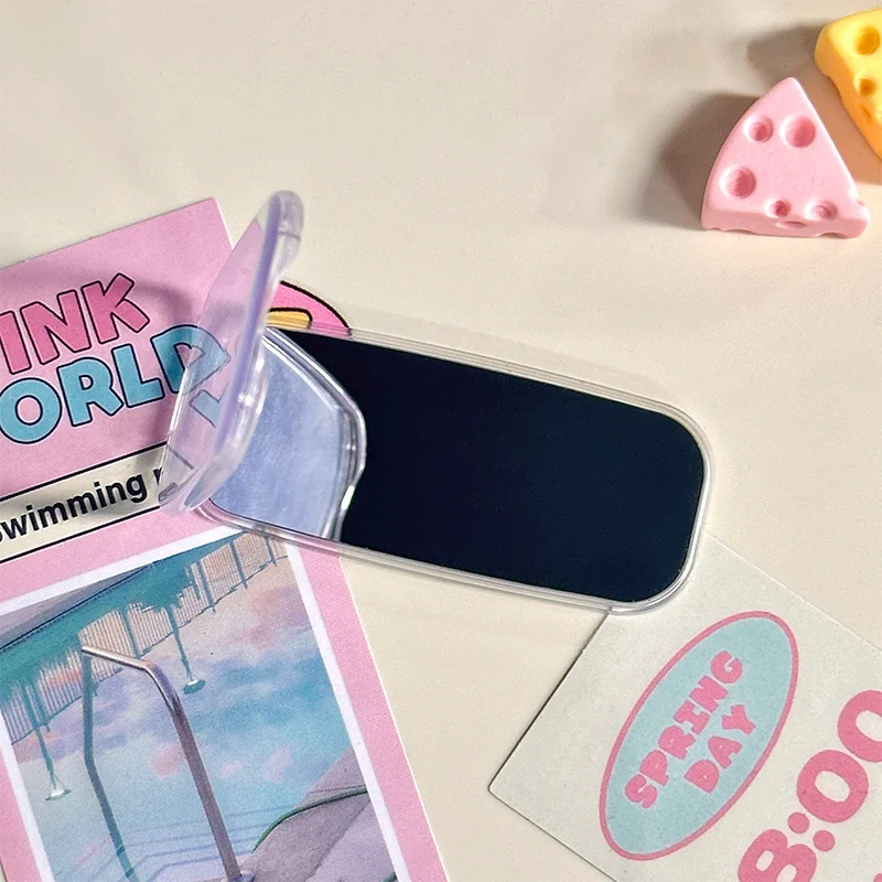 Cute Cartoon Cat & Dog Stick-On Makeup Mirror Phone Holder - Dual-Position Foldable Stand, Mobile Phone Accessories