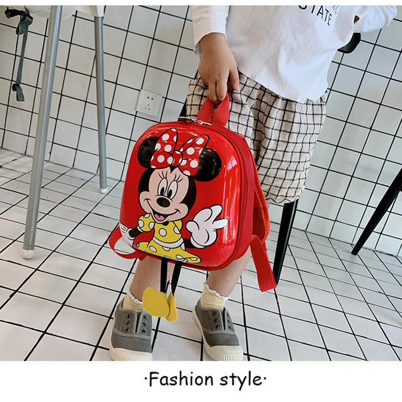 Anime Figure Disney Mickey Mouse Children\'s School Bag Elsa Snow White Minnie Cute Cartoon Egg Shell Boy Girl Baby Backpack Gift