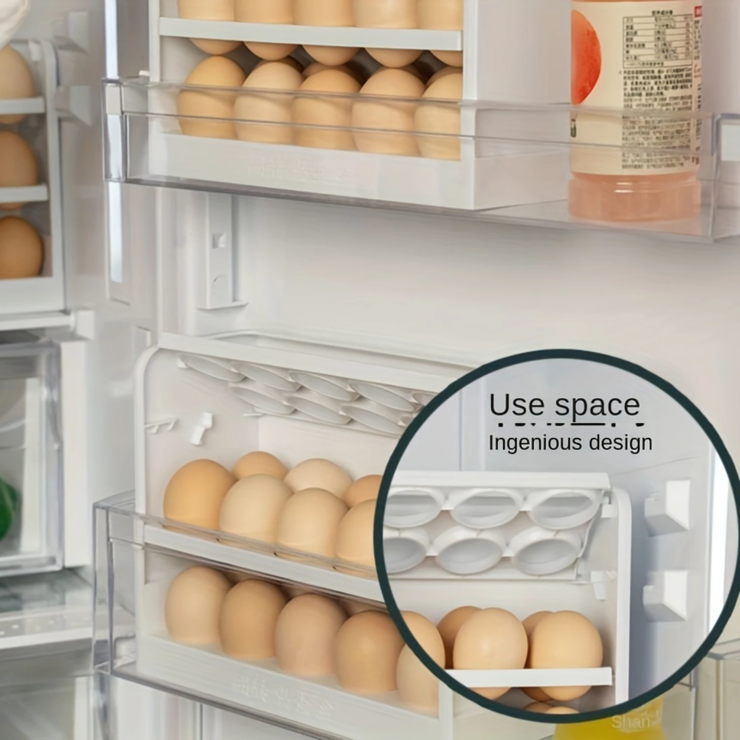 1pc Refrigerator Egg  Box  Keep Your Eggs Safe And Accessible! This Side Door Multi-layer Egg Tray Is Designed To Securely Hold.