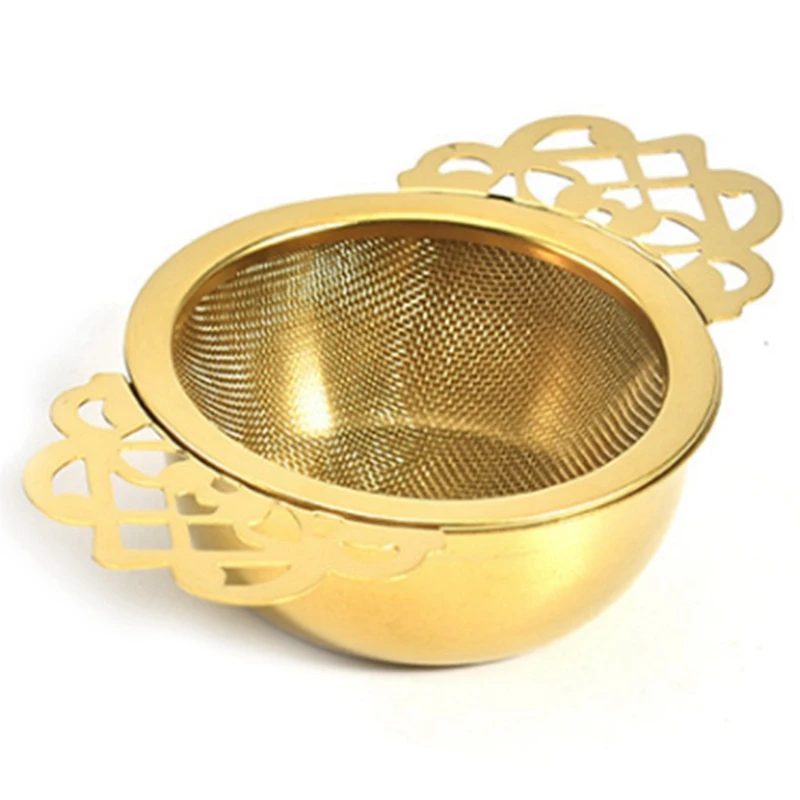 Stainless Steel Tea Strainer With Drip Bowl Traditional Hanging Infuser Filter Metal Tea Infuser Tea Strainer