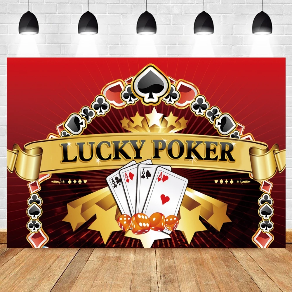 Las Vegas Casino Night Photography Backdrop Playing Card Roulette Red Curtain Birthday Party Decor Photo Background Studio Props