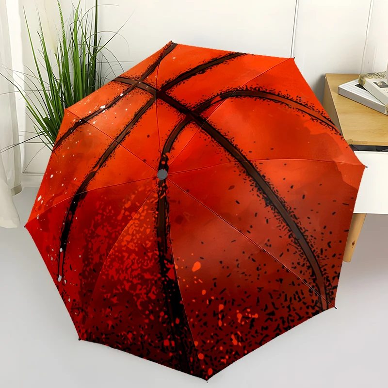 Sports Basketball King Folding Umbrella Auto-Open Design 8 Iron Ribs Plastic Handle Foldable Sunshade Perfect Christmas Gifts
