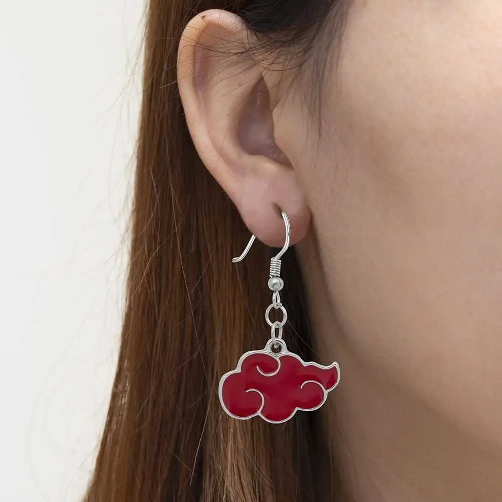 Anime Naruto Jewelry Props Konoha Earrings Cosplay Akatsuki Red Cloud Ear Hoops Ninja Darts Dangle Earring Fans Creative Gift