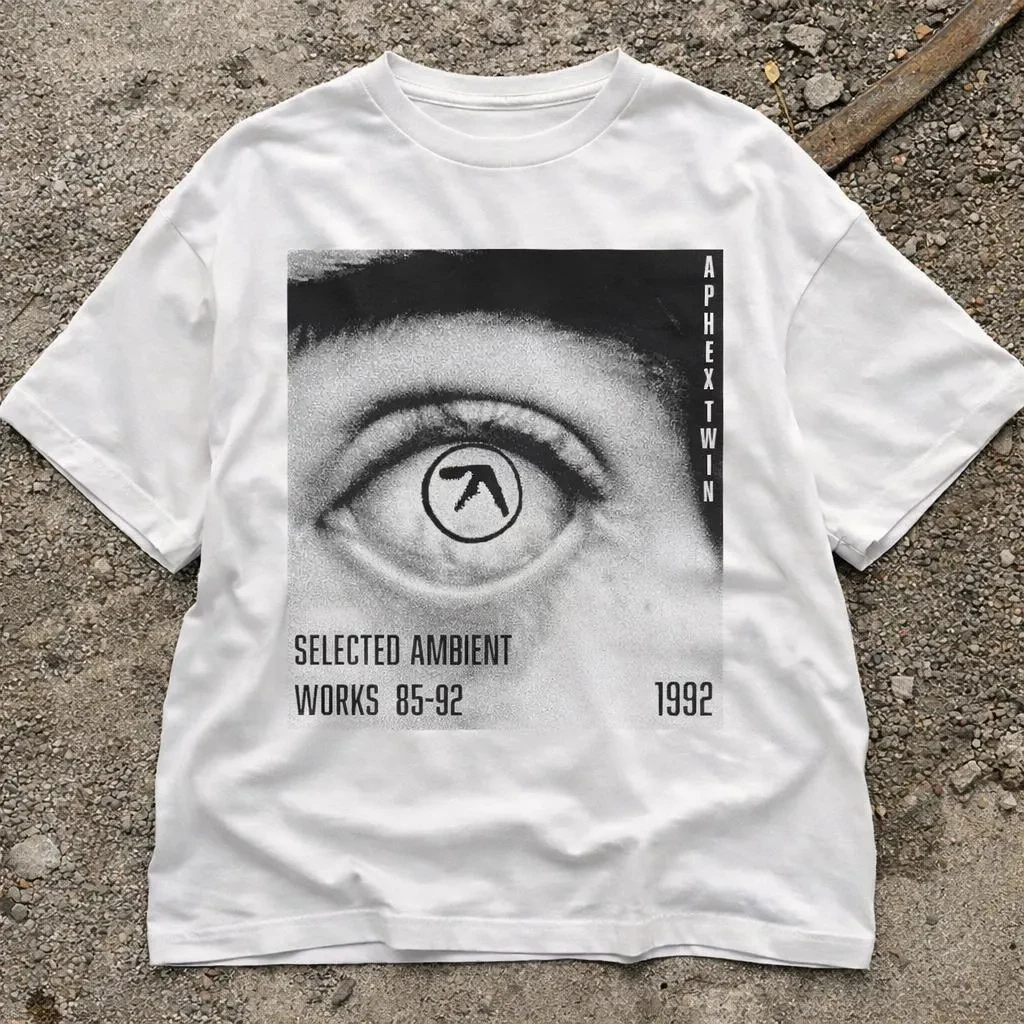 Summer Women's Vintage Aphex Twin Print T-shirt Streetwear Oversized Loose Casual Short Sleeve Suitable for All Seasons