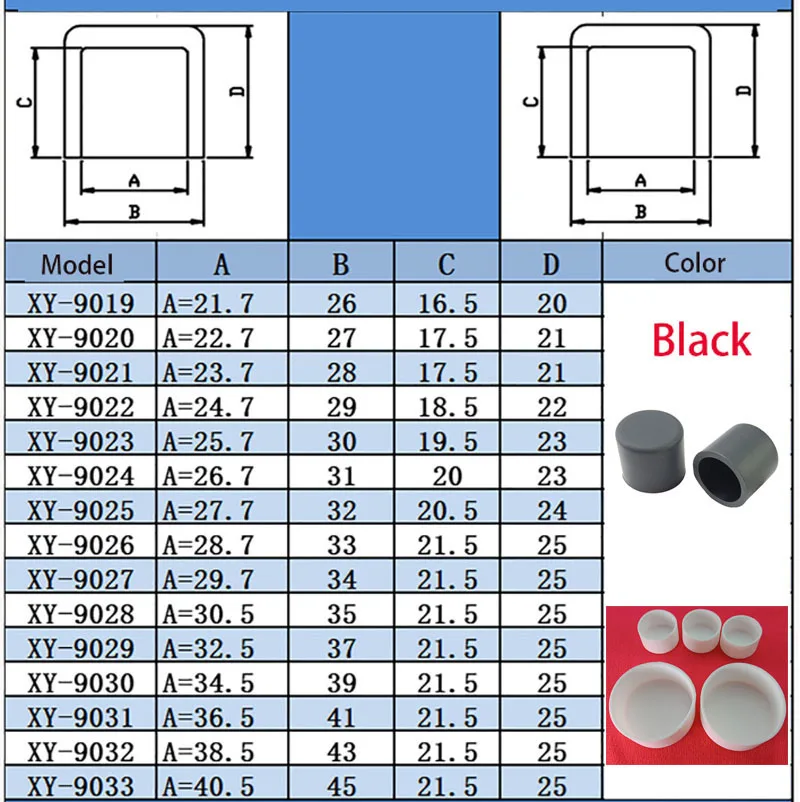 Black/White Silicone Rubber Caps Protection Sheath Gasket Round End Caps Foot Cover Rubber Female Caps Tube Insert Stoppers