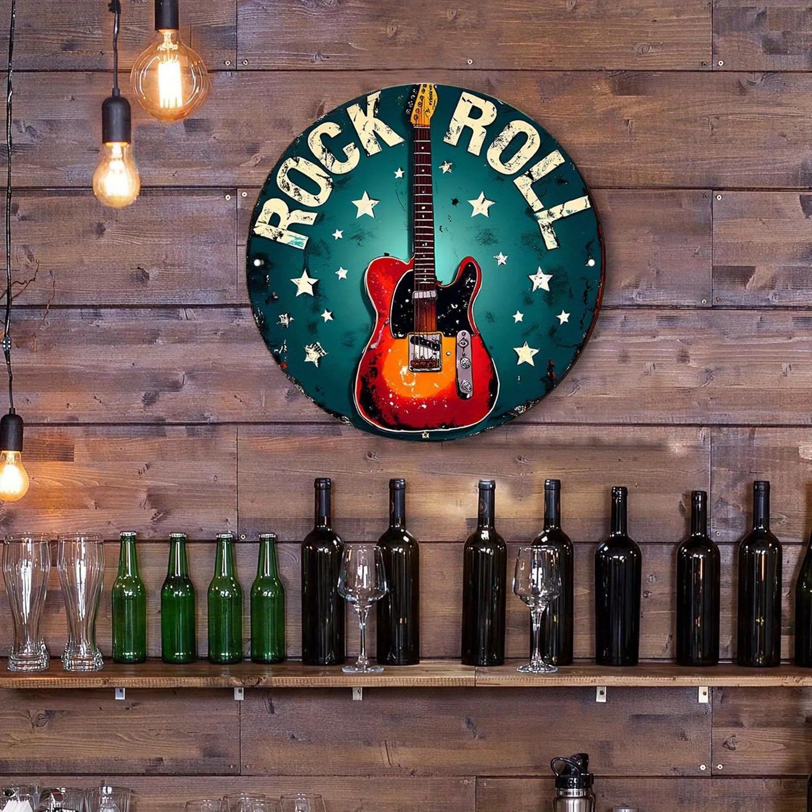 2D Flat, Vintage Rock 'N' Roll Aluminum Metal Wall Art Sign