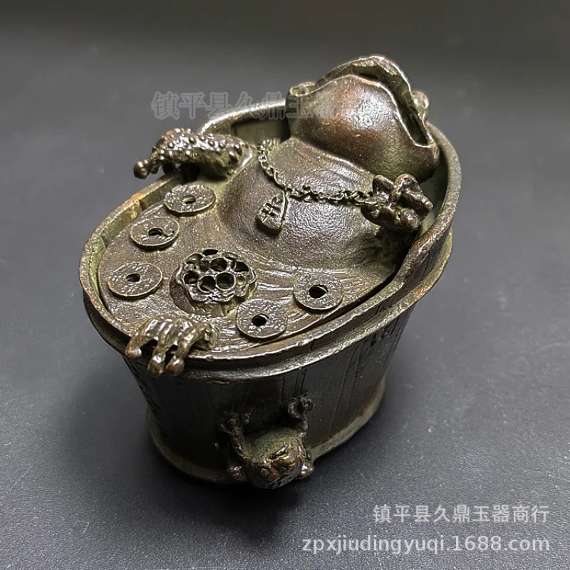 Antique Miscellaneous Antique Bronze Golden Toad Incense Burner Aromatherapy Small Ornaments Wholesale Home Office Bronze Small