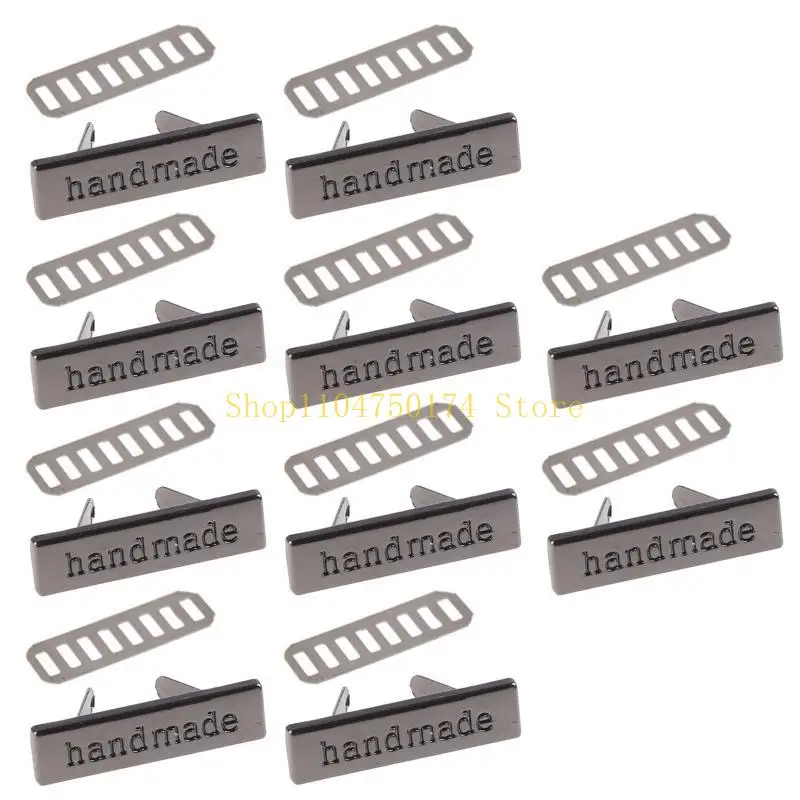 10pcs Metal Handmade Labels Tags for Clothes Jeans Shoes Bags Garment Rectangle Hand Made Printed Label DIY Sewing top sale view 5