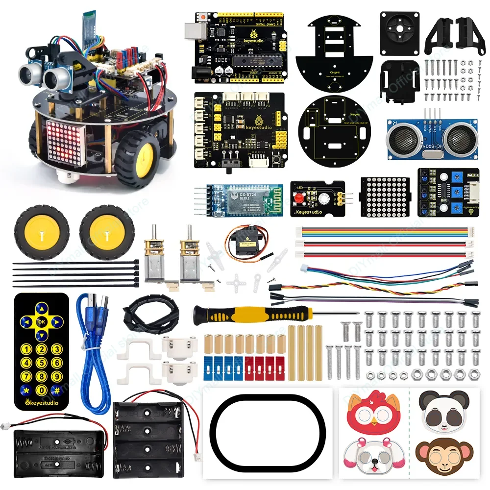 Keyestudio Smart Little Turtle Robot V3.0 – Arduino STEM Programmable Kit with Blue-tooth Mixly Coding Multi-Sensor Functions