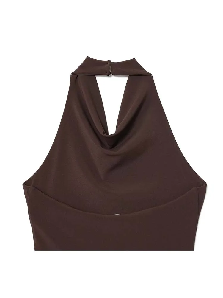 فستان طويل برسن ومكشوف من الخلف لعام 2025 للنساء صيفي مطوي من التل فساتين حفلات نسائية أنيقة جديدة ﻿