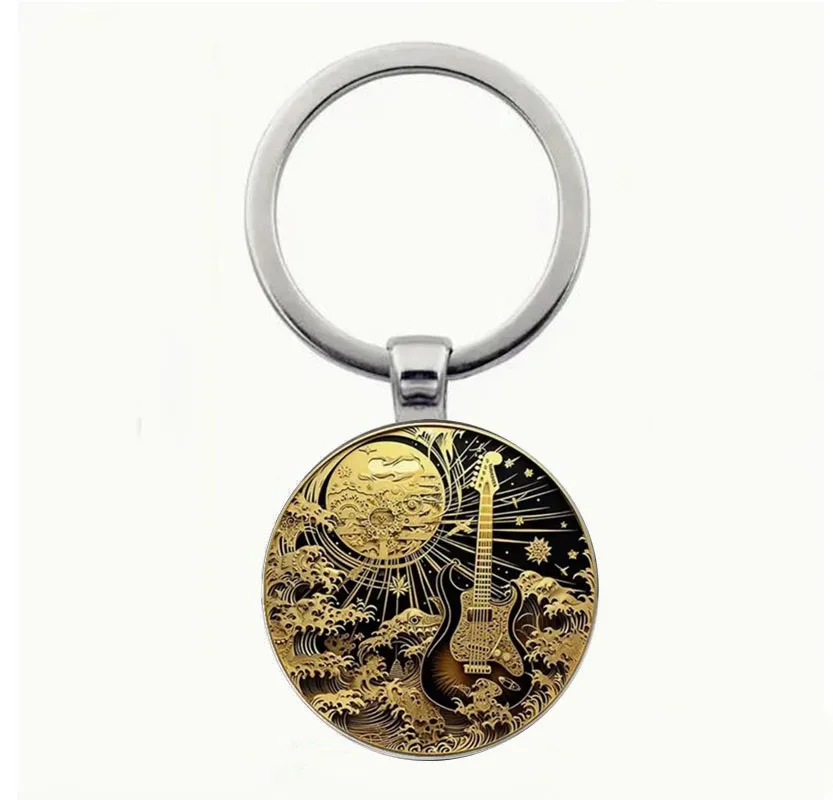 Винтажный-брелок-для-электрогитары-—-ретро-рок-дизайн-с-солнечными-лучами-и-океанскими-волнами-идеальный-подарок-для-любителей-музыки-мужская-мода-a